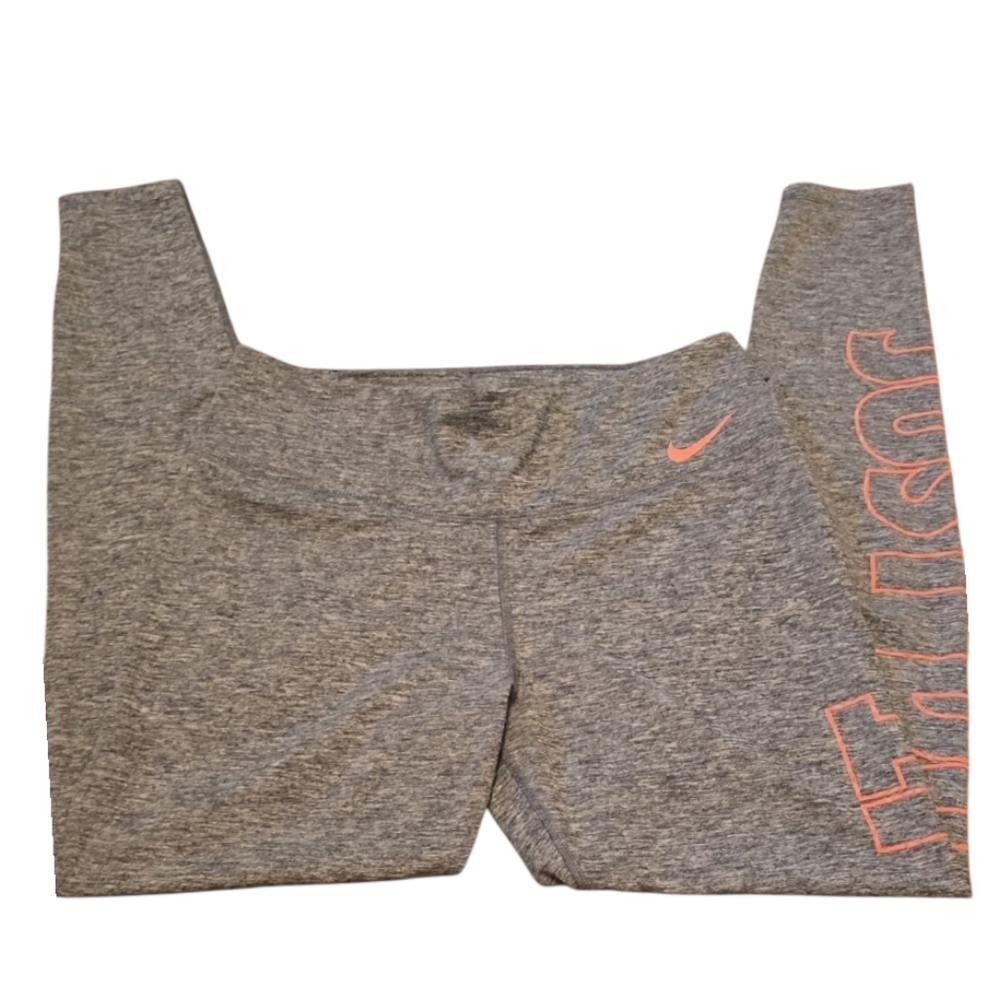 Nike Gray Athletic Leggings Wide Waistband and Hidden Pocket Women's Medium EUC